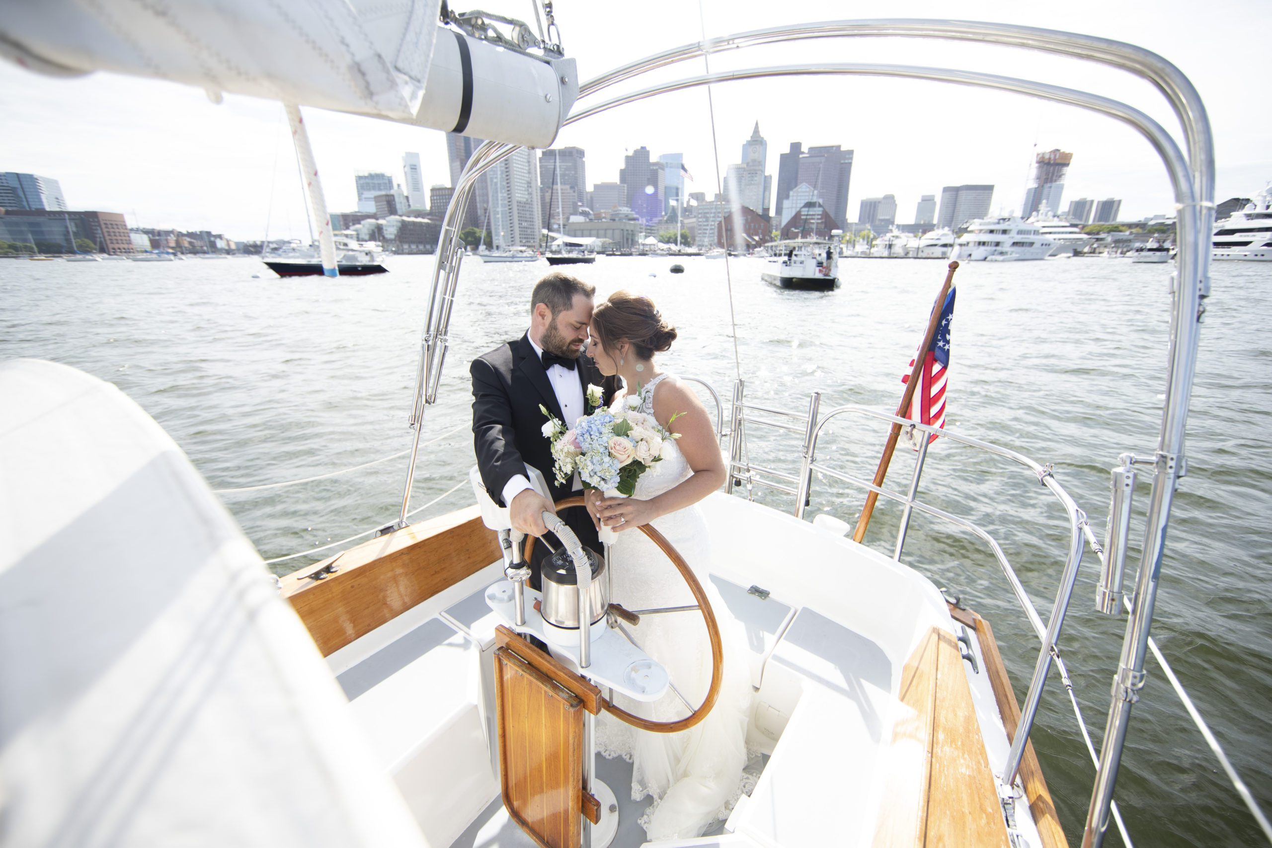 Kerry Goodwin Photography bride and groom on boat